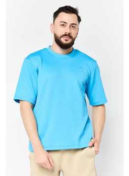 Adidas Men Sportswear Fit Short Sleeves Outdoor T-Shirt, Blue  - Image 1