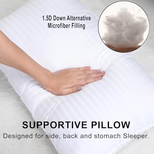 AVI Luxury Hotel Collection Microfiber Filled Bed Pillows for Sleeping, Super Soft Pillow Fillers for Back, Side, and Stomach Sleepers, 17 x 27 Inches or 43 x 68 CM Set of 6 - Image 2