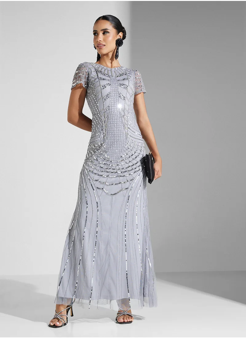 اميليا روز Embellished Mesh Detailed Dress