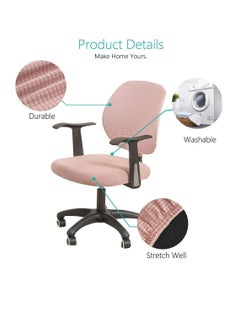 Excefore Office Chair Cover, 1 Pair Armrest Covers Polyester Removable Ergonomic Elastic Armchair Protector, Water Resistant Stretch Jacquard Elastic Covers, for Desk Computer Chair Slipcover (Pink)  - Image 2
