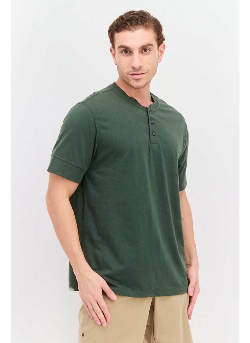 Men Henley Neckline Short Sleeve Plain T-Shirt,  Green - pzsku/ZB63B6BDD405F14DCFAA9Z/45/_/1737642278/c86fd9de-fb5c-425d-b639-a1ff3ea25c74