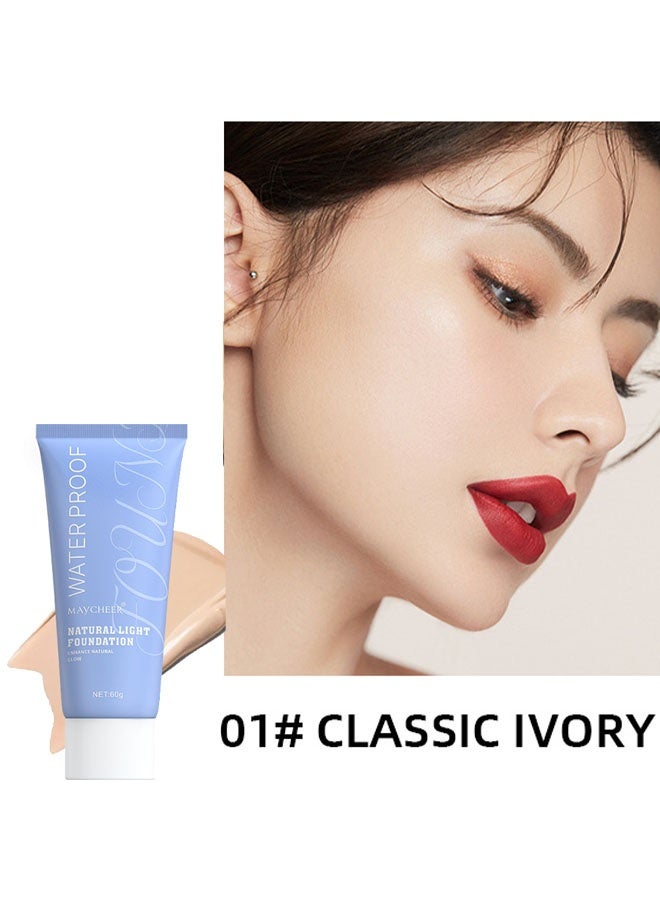 مايتشير كريم أساس طبيعي مقاوم للماء، خافي عيوب طويل الأمد للتحكم في الزيوت - مستحضرات تجميل الوجه للسفر والعطلات والمناسبات والمواعدة 01# عاج كلاسيكي - Image 2