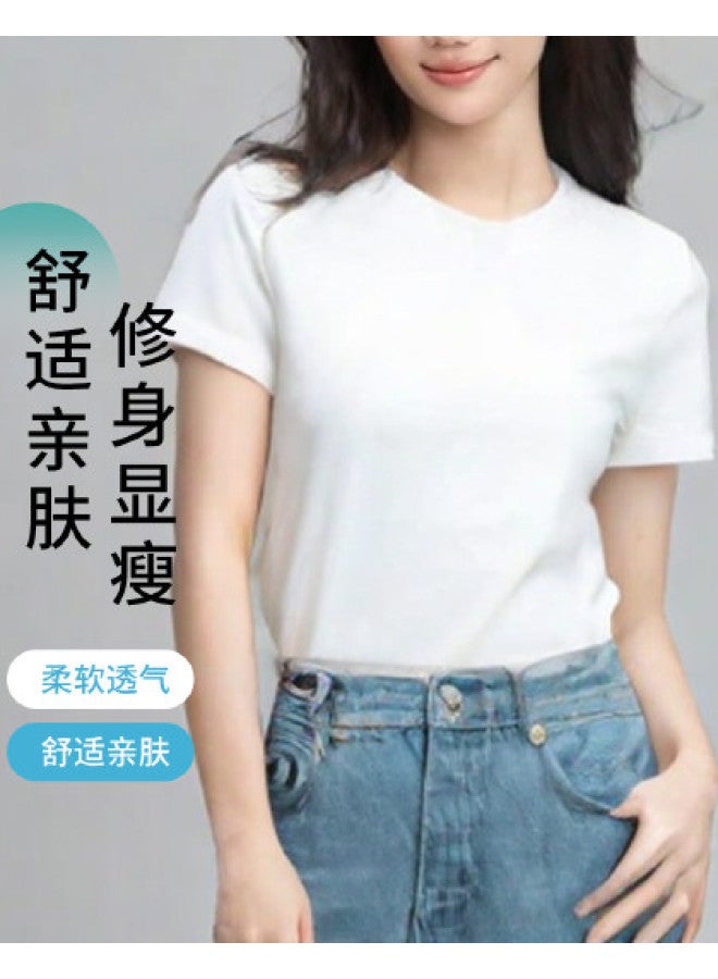 Goso Summer Thin Women'S Round Neck Short Sleeve T-Shirt Solid Color Versatile Women'S Top Round Neck Short Sleeve T-Shirt Women'S Style - Image 1