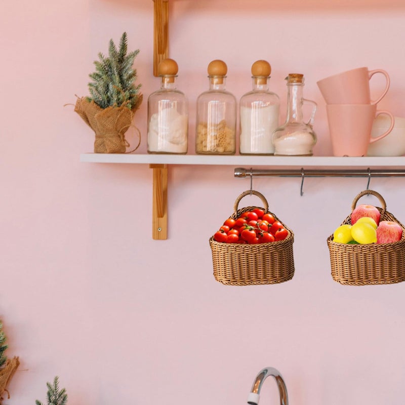 Reicyfang 2 Pcs Hanging Storage Baskets, Potato Garlic Onion Pantry Storage Baskets, Wall Decorative Storage Basket, Washable Decorative Basket Woven Wall Basket Kitchen Bin for Kitchen, Living Room - Image 5