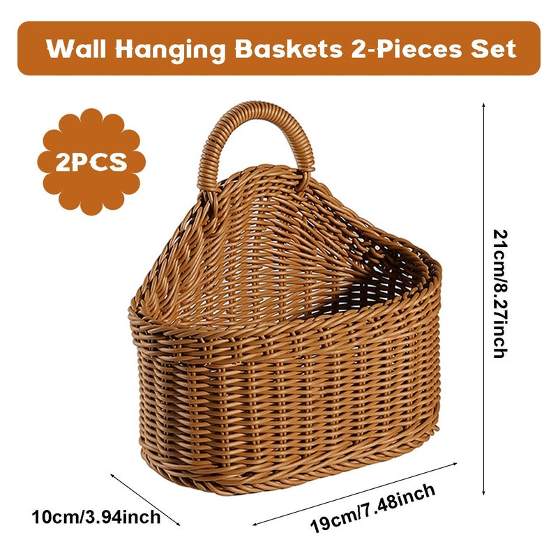 Reicyfang 2 Pcs Hanging Storage Baskets, Potato Garlic Onion Pantry Storage Baskets, Wall Decorative Storage Basket, Washable Decorative Basket Woven Wall Basket Kitchen Bin for Kitchen, Living Room - Image 2