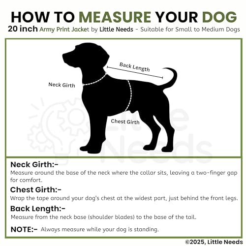 Little Needs Dog Jacket for Winter (Army Print, 20 Inch) | Camouflage Design, Waterproof & Windproof Polyester Coat with Fleece, Adjustable Velcro Closure, Warm Vest for Cold Weather - Image 5