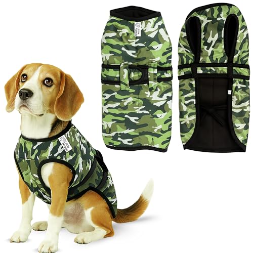 Little Needs Dog Jacket for Winter (Army Print, 20 Inch) | Camouflage Design, Waterproof & Windproof Polyester Coat with Fleece, Adjustable Velcro Closure, Warm Vest for Cold Weather - Image 1