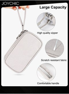 Joychic Data Cable Storage Bag Travel Portable Multi-functional Protective Digital Accessories Carry Case Waterproof Double Layers Storage Organizer for Women Men Grey  - Image 4