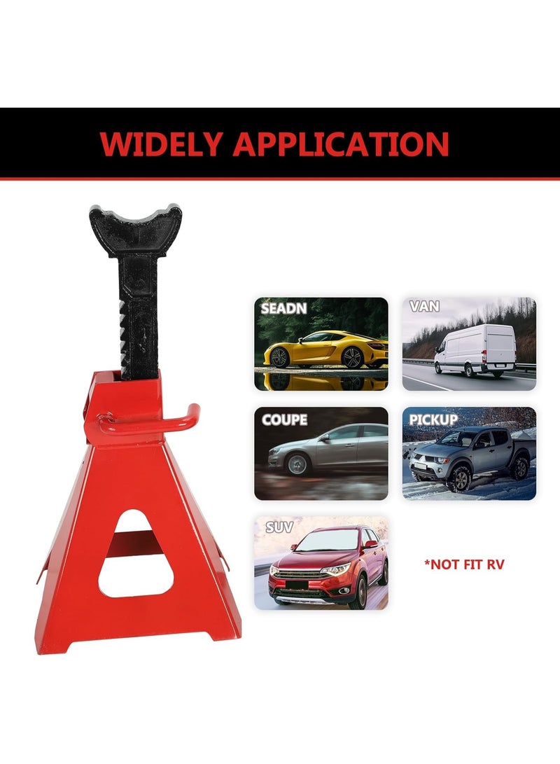 3 Ton (6,000 LBs) Automotive Jack Stands, Heavy Duty Steel Car Lifting Stand for Garages, Repair Shops, Adjustable Height 14.6"-24", Red, 1 Pair - Image 4