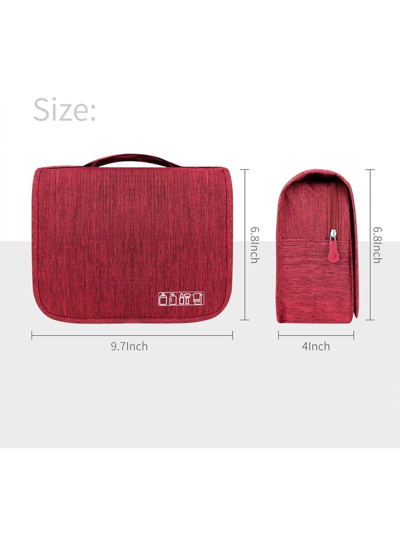 Toiletry Bag Travel Bag with Hanging Hook, Waterproof Capacity Hanging Multifunctional Makeup Bag for Toiletries, Portable Cosmetic Bag Travel Organizer for Women and Men(Red) - Image 4