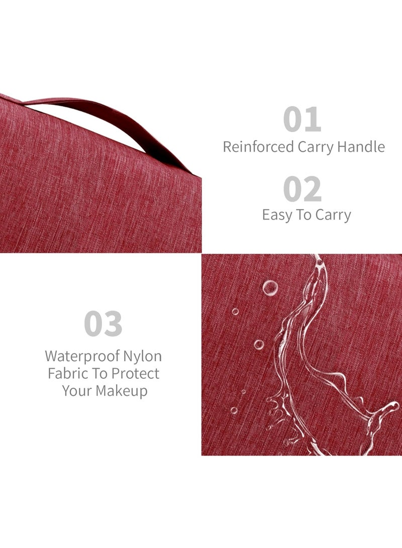 Toiletry Bag Travel Bag with Hanging Hook, Waterproof Capacity Hanging Multifunctional Makeup Bag for Toiletries, Portable Cosmetic Bag Travel Organizer for Women and Men(Red) - Image 3