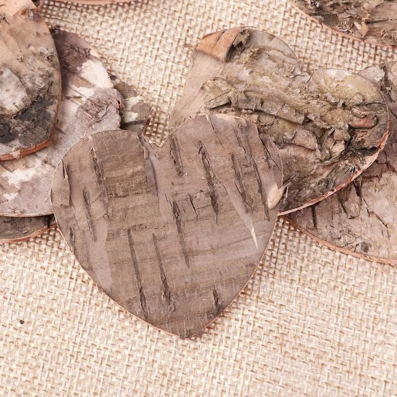 320 pcs Birch Bark Heart Shaped Chips Rustic Wood Ornaments Table Deco Wedding Baby Shower Birthday Guest Book Sign Greeting Cards Invitations - Image 3