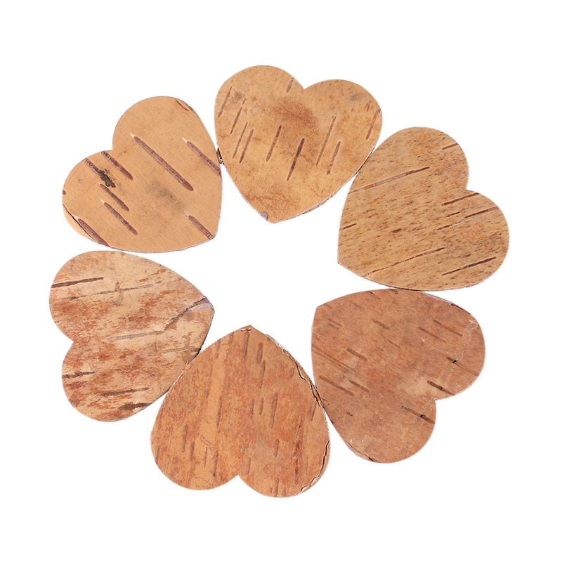 320 pcs Birch Bark Heart Shaped Chips Rustic Wood Ornaments Table Deco Wedding Baby Shower Birthday Guest Book Sign Greeting Cards Invitations - Image 5