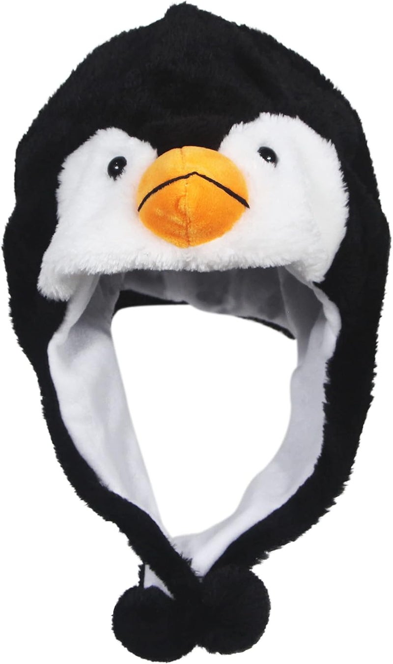 Timiot Cute Plush Animal Character Winter Hat Fun Ski Cap with Detailed Animal Face Long Ear Straps with Pom Pom Ends - Image 2