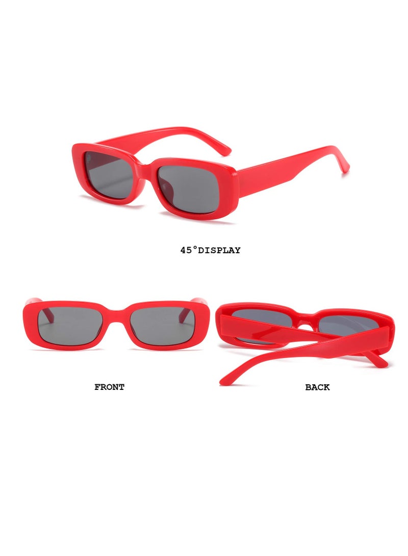 SYOSI Retro Rectangle Sunglasses Women and Men Vintage Small Square Sun Glasses Protection Glasse, UV400 Protection Glasse, Vintage Driving Glasses 90’s Fashion Narrow Square Frame  - Image 4