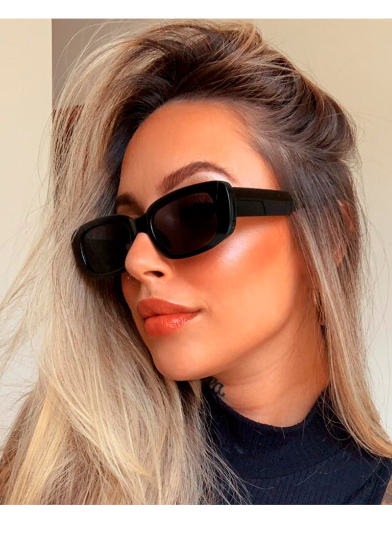 SYOSI Retro Rectangle Sunglasses Women and Men Vintage Small Square Sun Glasses Protection Glasse, UV400 Protection Glasse, Vintage Driving Glasses 90’s Fashion Narrow Square Frame  - Image 2