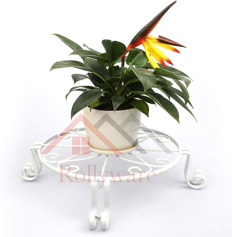 ROLLYWARE Metal Plant Stand Indoor/Outdoor, Heavy Duty Flower Pot Holder, Low Corner Rack for Small Plants (Pack of 5, White) - Image 2