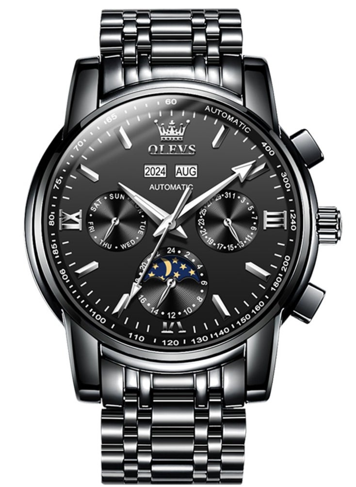 OLEVS OLEVS Men's Watches Automatic Mechanical Luxury Dress Wristwatch with Moon Phase Day Date Year Waterproof Luminous Two Color Watch  - Image 1