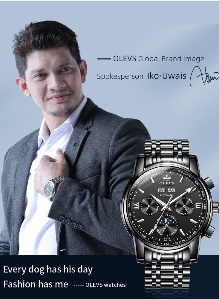 OLEVS OLEVS Men's Watches Automatic Mechanical Luxury Dress Wristwatch with Moon Phase Day Date Year Waterproof Luminous Two Color Watch  - Image 2