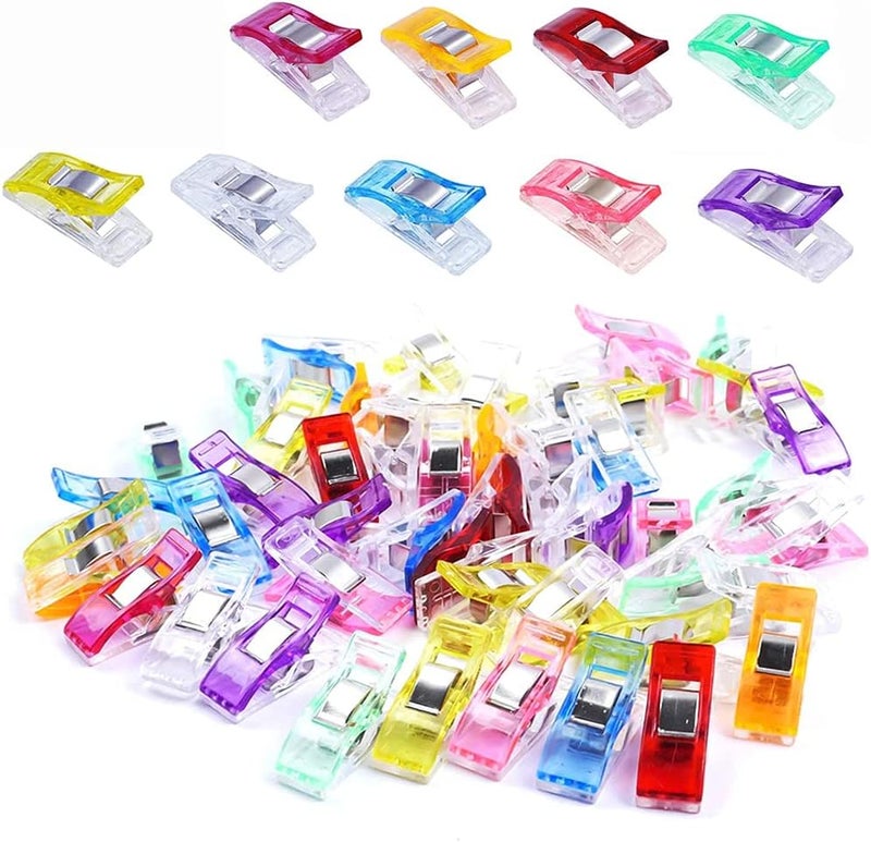 Luckam 100 Pcs Multipurpose Sewing Clips, Premium Quilting Clips, Assorted Random Colors Sewing Fabric Clips for Sewing Supplies Quilting Accessories Crafting Tools - Image 1