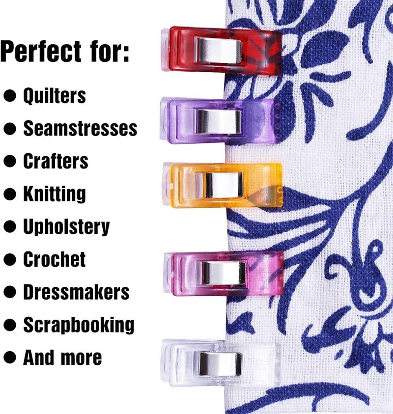 Luckam 100 Pcs Multipurpose Sewing Clips, Premium Quilting Clips, Assorted Random Colors Sewing Fabric Clips for Sewing Supplies Quilting Accessories Crafting Tools - Image 3