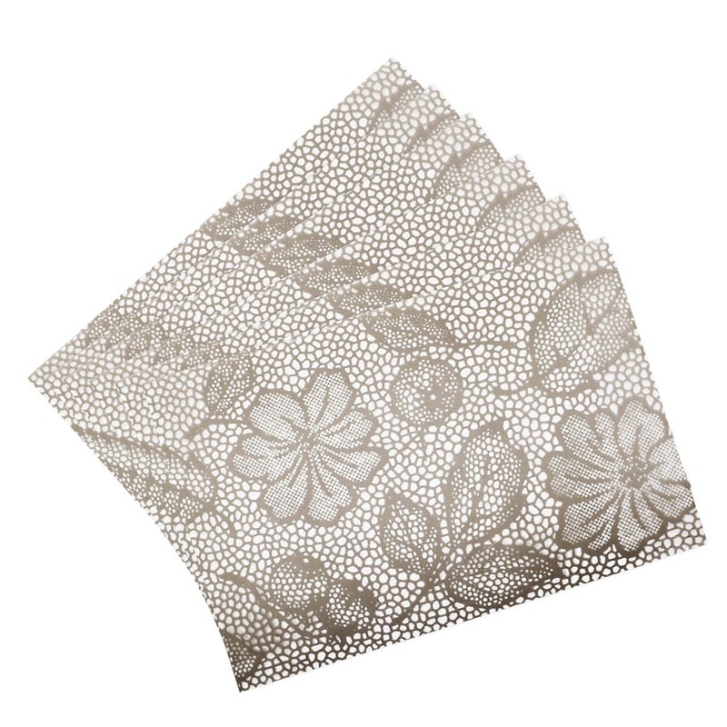 Dakshya Industries Dakshya Industries Pack of 6 Printed PVC Rectangle Shape Placemats Cutwork Geometric Design for Kitchen Restaurant Dressing Table Mats Drawer Mat and Dining Table Mats Beige - Image 1