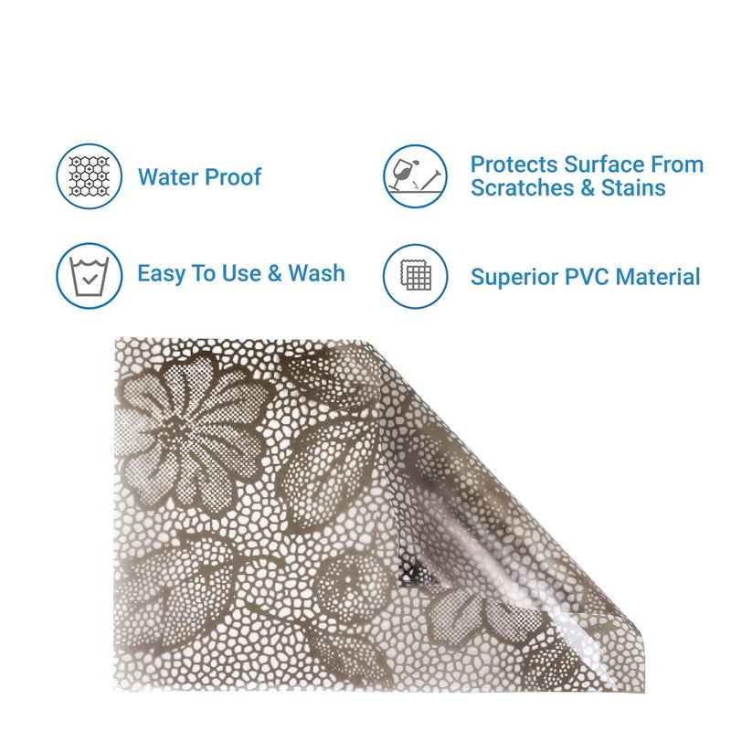 Dakshya Industries Dakshya Industries Pack of 6 Printed PVC Rectangle Shape Placemats Cutwork Geometric Design for Kitchen Restaurant Dressing Table Mats Drawer Mat and Dining Table Mats Beige - Image 4