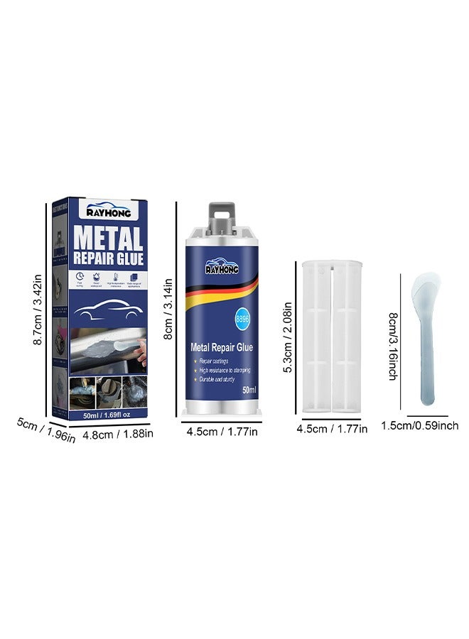 Metal Repair Glue - High Strength Metal to Metal Adhesive,1 Pack Metal Adhesive,Heavy Duty Metal Epoxy Adhesive,Metal Repair Adhesive for Metal Bonding,Hard Plastic,Cast Iron