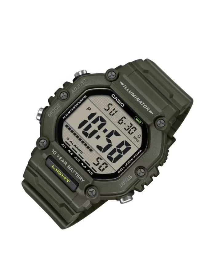 Casio AE-1600HX-3AVDF Men's Digital Sports Watch, Olive Green, Extra Long Strap 54.1 × 49.7 × 15.9 mm - Image 3