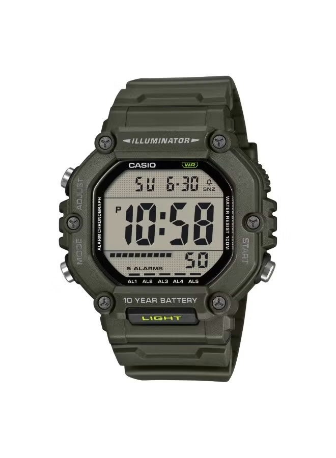 Casio AE-1600HX-3AVDF Men's Digital Sports Watch, Olive Green, Extra Long Strap 54.1 × 49.7 × 15.9 mm - Image 1