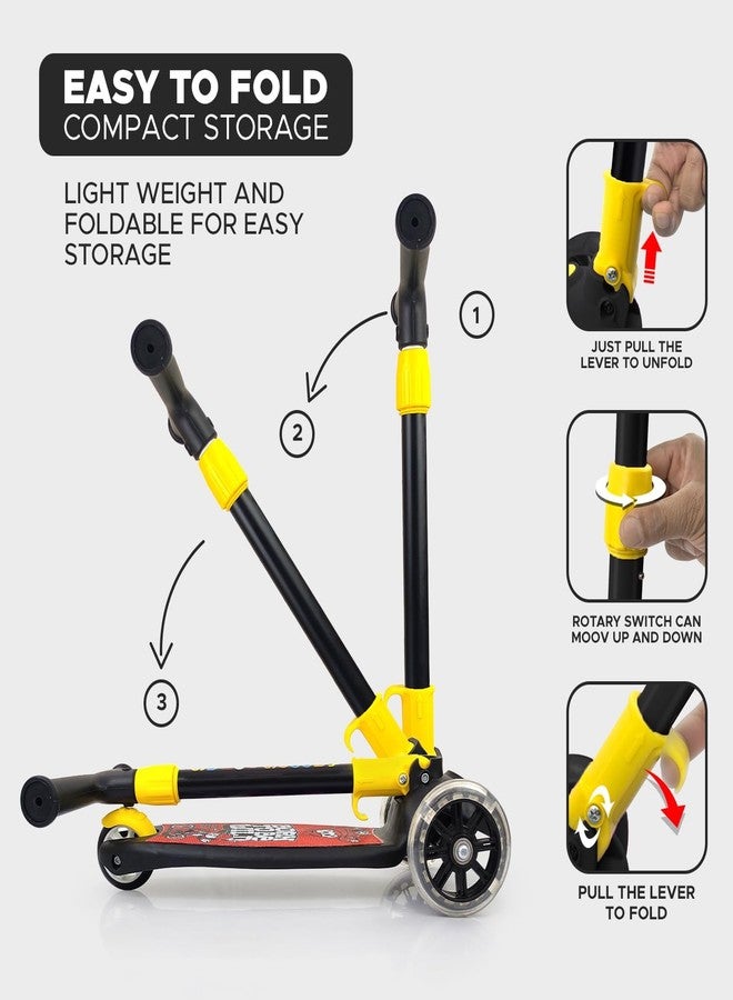 Neel Foldable Kids Scooter with 3 Wheels Adjustable Handlebar & Smooth Glide Wheels Lightweight, Durable, & Stylish Ride for Safe Outdoor Scooter with PVC Wheels & Adjustable Height for Kids (Black) - Image 4