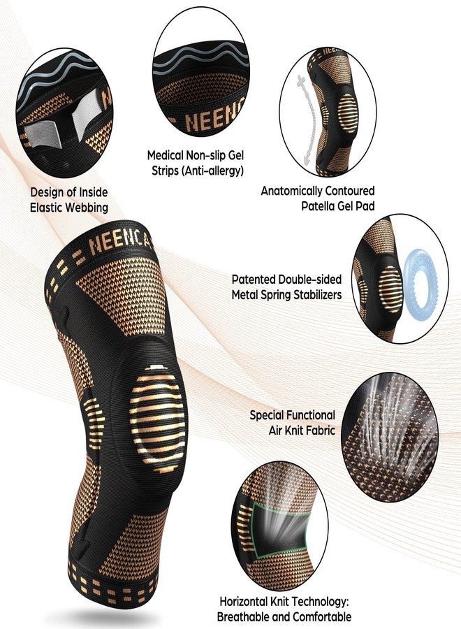 NEENCA Copper Knee Brace for Knee Pain, Knee Support with Patella Pad & Side Stabilizers, Compression Knee Sleeve for Sport, Workout, Arthritis, ACL, Joint Pain Relief, Meniscus Tear- FSA/HSA Eligible - Image 2