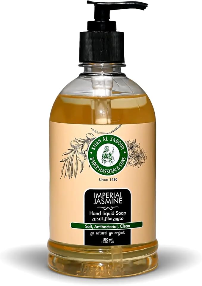 Khan AL Saboun Natural Ingredients Organic Handmade Liquid Soap Skin Care Body Face Suitable for All Skin Types No SLS or Parabens 500 ml Rose