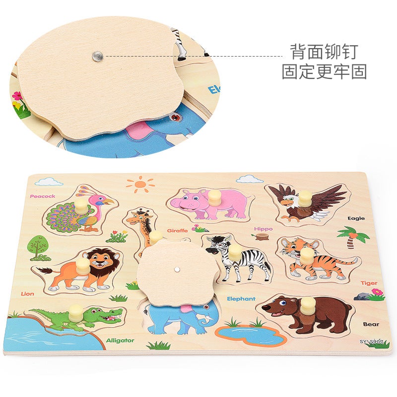 Children'S Hand-Held Board Early Education Enlightenment Puzzle Mushroom Nail Puzzle Puzzle Fruit Vegetable 1-3 Years Old Baby Toy - Image 5