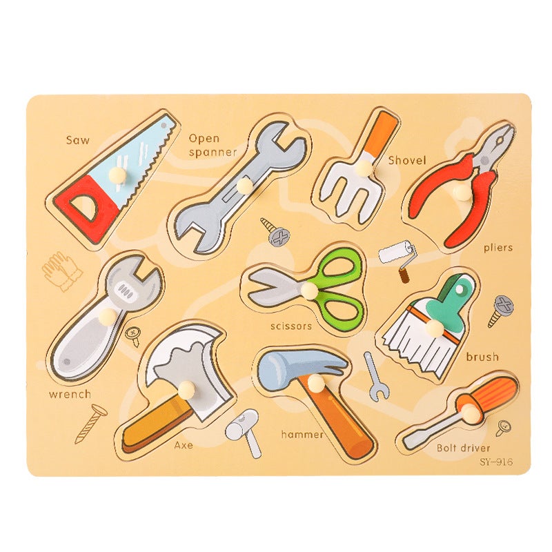 Children'S Hand-Held Board Early Education Enlightenment Puzzle Mushroom Nail Puzzle Puzzle Fruit Vegetable 1-3 Years Old Baby Toy - Image 1