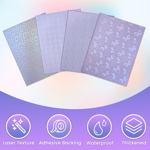 SANZIX 36 Transparent Holographic Laminate Sheets - A4 Waterproof Self Adhesive Sticker Paper Laminating Sheets & Vinyl Sticker Paper (Flower, Butterfly, Small & Big Hearts) - Image 3