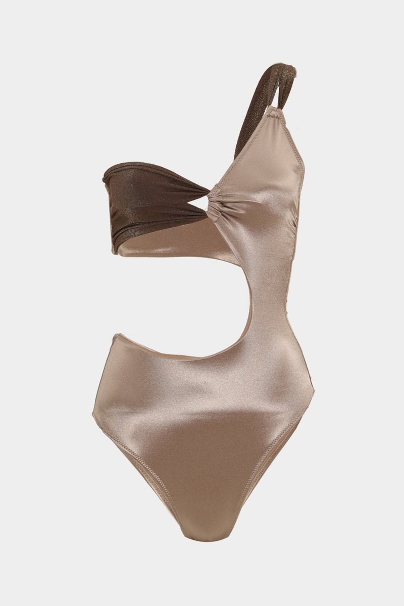 Açelya Okcu Azalea Okcu Premium Asymmetric Detailed Flora Fit Women's Swimsuit 