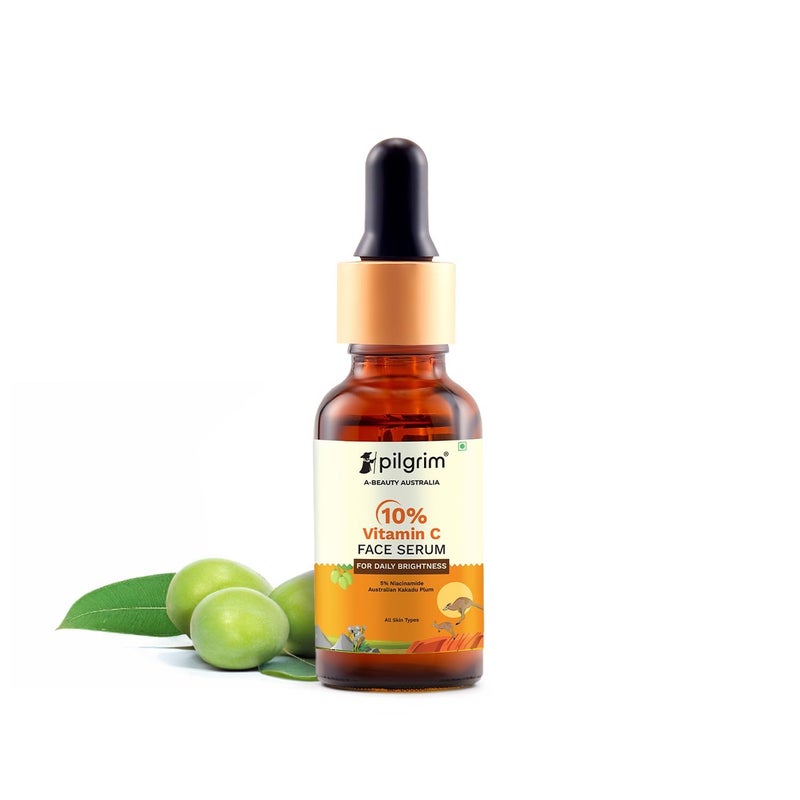 PILGRIM Pilgrim 10% Vitamin C Face Serum | Anti Aging Facial Serum with 5% Niacinamide & Kakadu Plum | Reduces Fine Lines, Smooths Skin Texture & Improves Radiance | 1.01 Fl Oz (30ml)