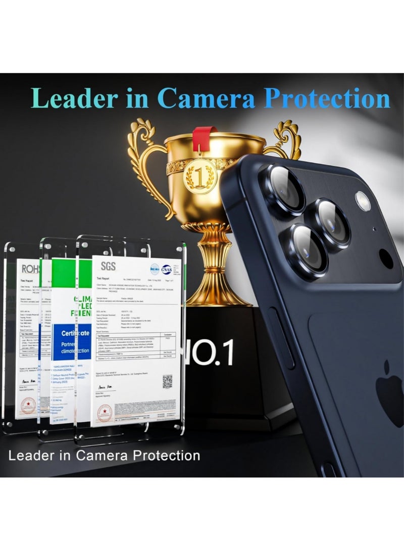 DUSALA Camera Lens Protectors for iPhone 17 Pro Max/17 Pro, Tough HD Individual Protectors, Scratch Resistant, Thin Tempered Glass Camera Screen Protector Cover Accessories (Ocean Blue, 17 Pro Max/17 Pro) - Image 2