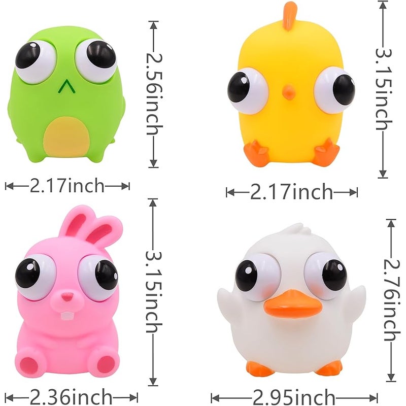 Howzcci 4 Pack Easter Squeeze Out Eyes Toys, Bunny Chick Duck Frog Squeeze Toys for Kids Girls Boys Easter Basket Stuffers Party Favors Gifts - Image 3