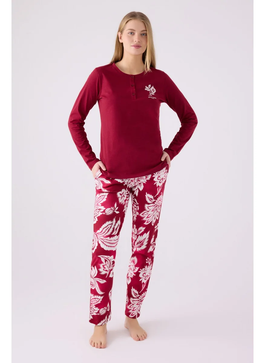 pierre cardin Women's Long Sleeve Pajama Set PC8866 Cherry