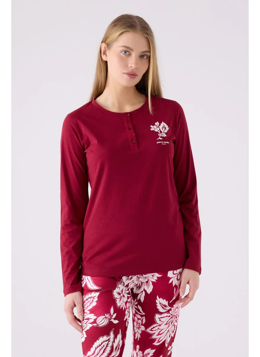 pierre cardin Women's Long Sleeve Pajama Set PC8866 Cherry