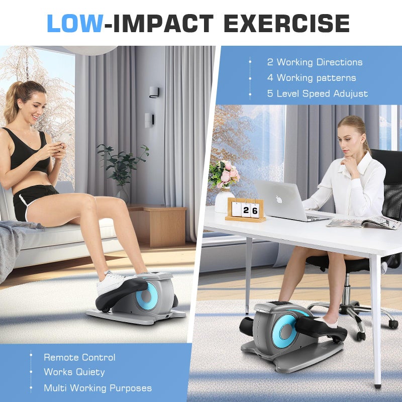 ANCHEER Under Desk Elliptical Machine, Electric Seated Pedal Exerciser, Mini Elliptical Machines for Seniors, LCD Display Monitor, Remote Control, Leg Exerciser for Home (Training Grey) - Image 3