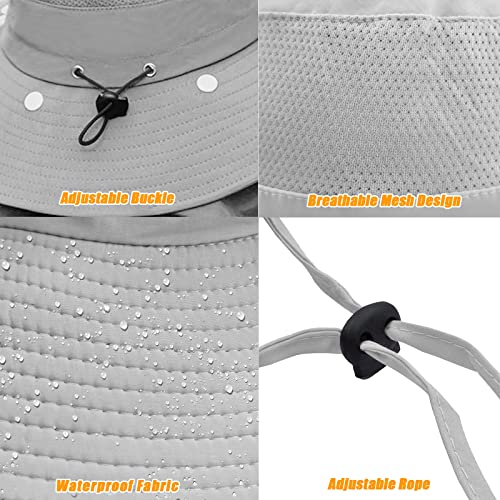 Outrip Fishing Hat for Men & Women, Outdoor UV Sun Protection Wide Brim Hat with Face Cover & Neck Flap Grey - Image 5