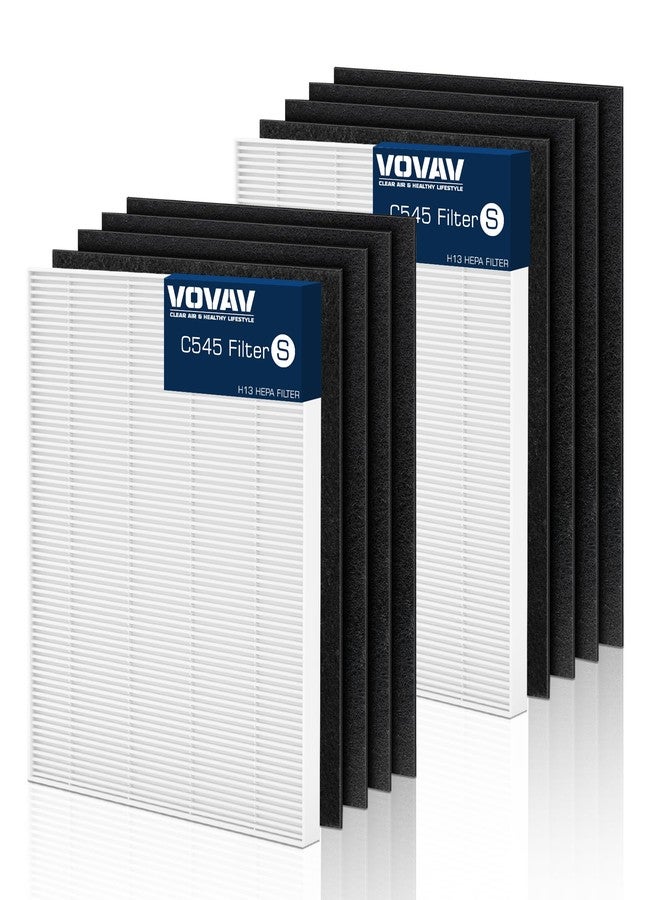 VOVAV C545 True HEPA Replacement Filter S Compatible with Winix C545, B151, P150, 9300 Air Purifier, Winix S Filter 1712-0096-00 2522-0058-00, 2 Pack H13 True HEPA Filter and 8 Activated Carbon Filters - Image 1