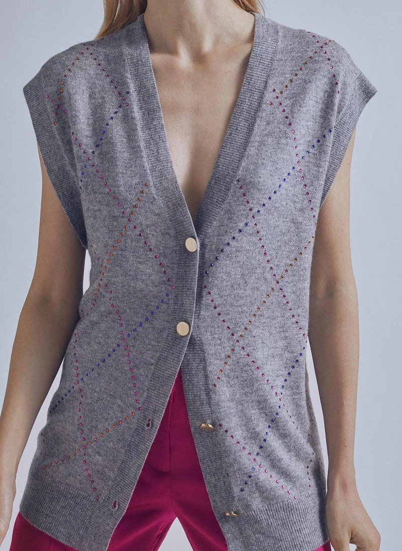 Lola Casademunt Contrast rhinestone waistcoat