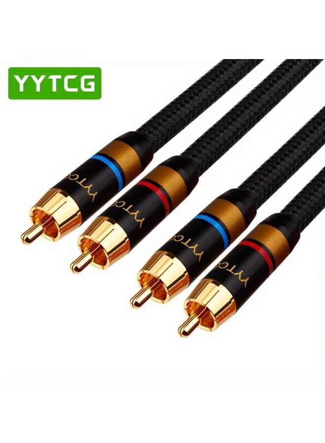 Black 78 74 Inch Hi Fi Audio Cable Gold Plated RCA Interconnect for Amplifier DAC TV - Image 1