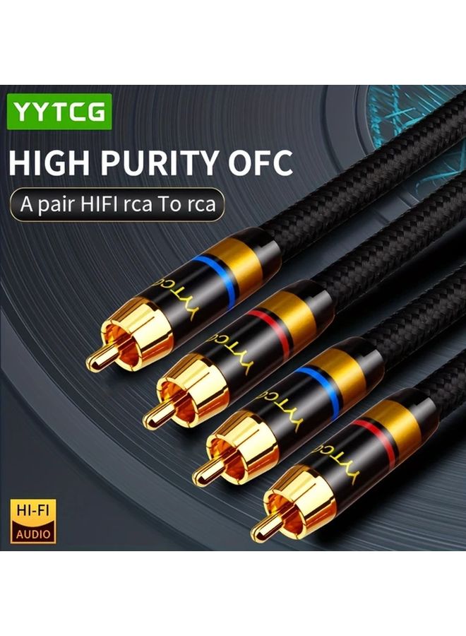 Black 78 74 Inch Hi Fi Audio Cable Gold Plated RCA Interconnect for Amplifier DAC TV - Image 2