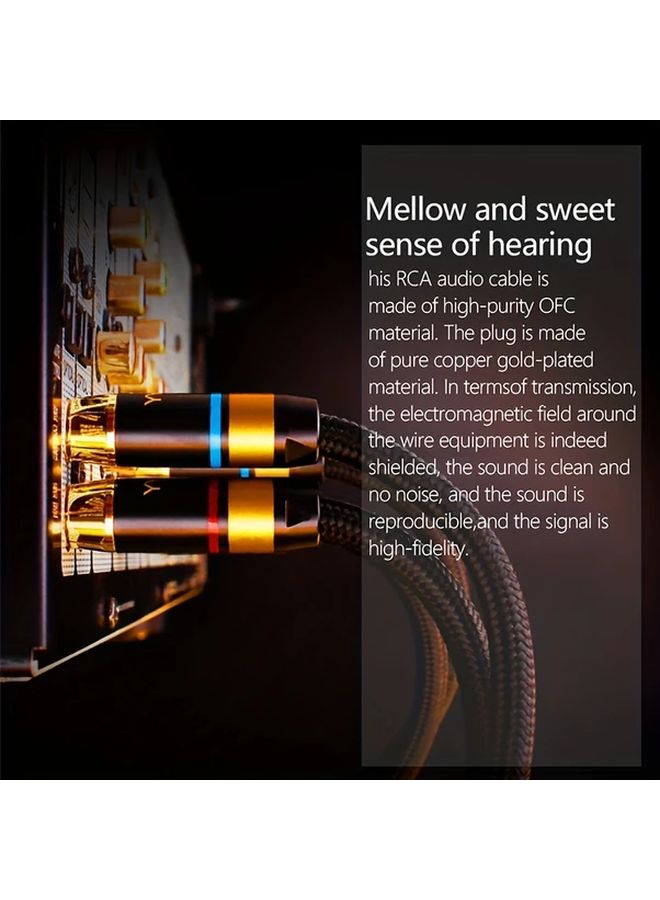 Black 78 74 Inch Hi Fi Audio Cable Gold Plated RCA Interconnect for Amplifier DAC TV - Image 5
