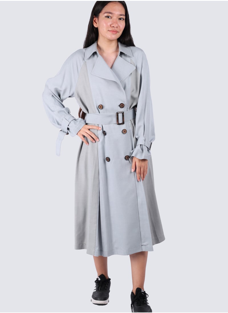 VERO MODA - Women's Double Tone Belted Coat in Hurricane - Image 1